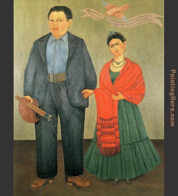 Frida and Diego Rivera painting - Frida Kahlo Frida and Diego Rivera art painting
